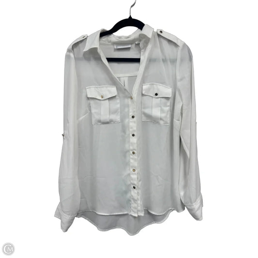 Blouse Long Sleeve By New York And Co In White, Size: M