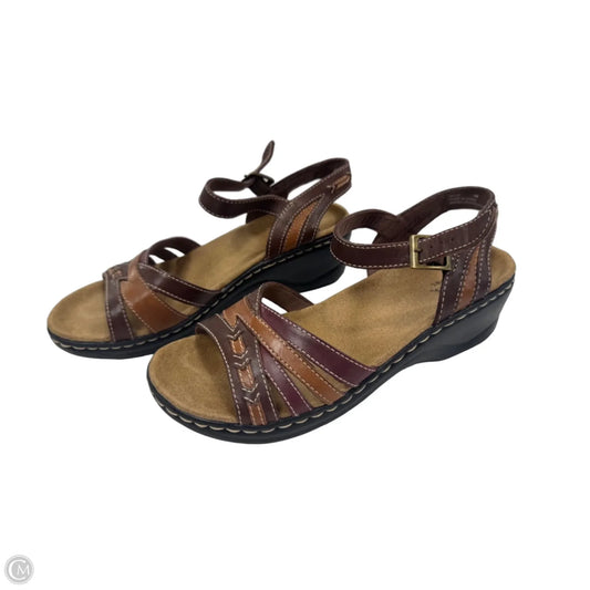 Sandals Heels Wedge By Clarks In Brown, Size: 7