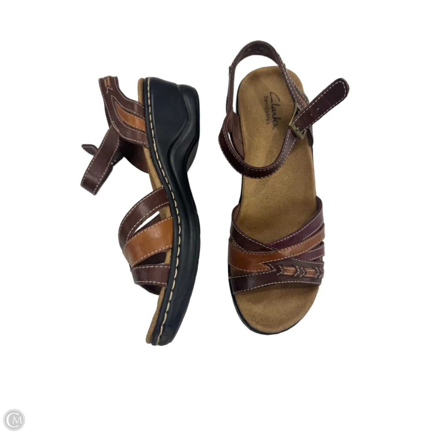 Sandals Heels Wedge By Clarks In Brown, Size: 7