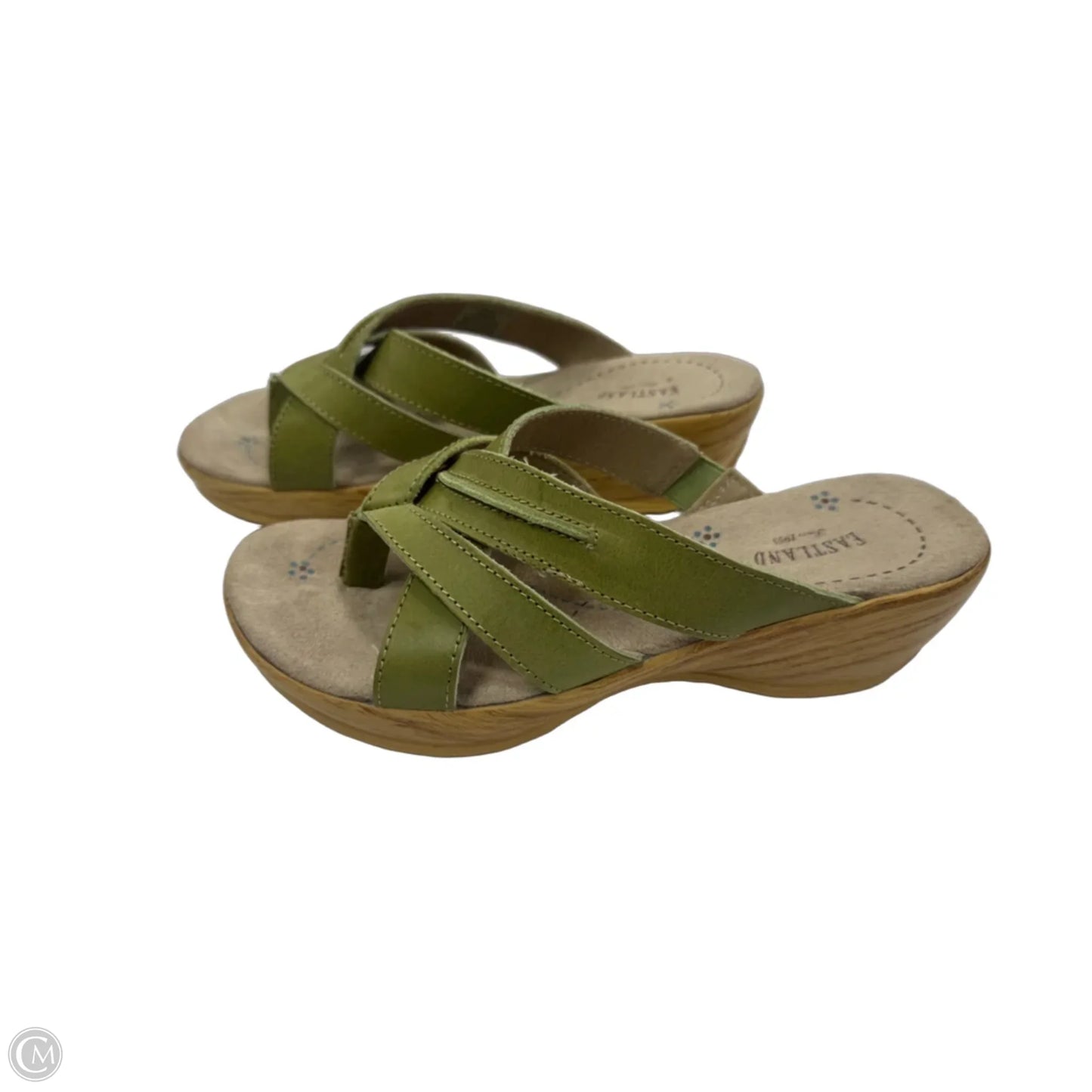 Sandals Heels Wedge By Eastland In Green & Tan, Size: 7