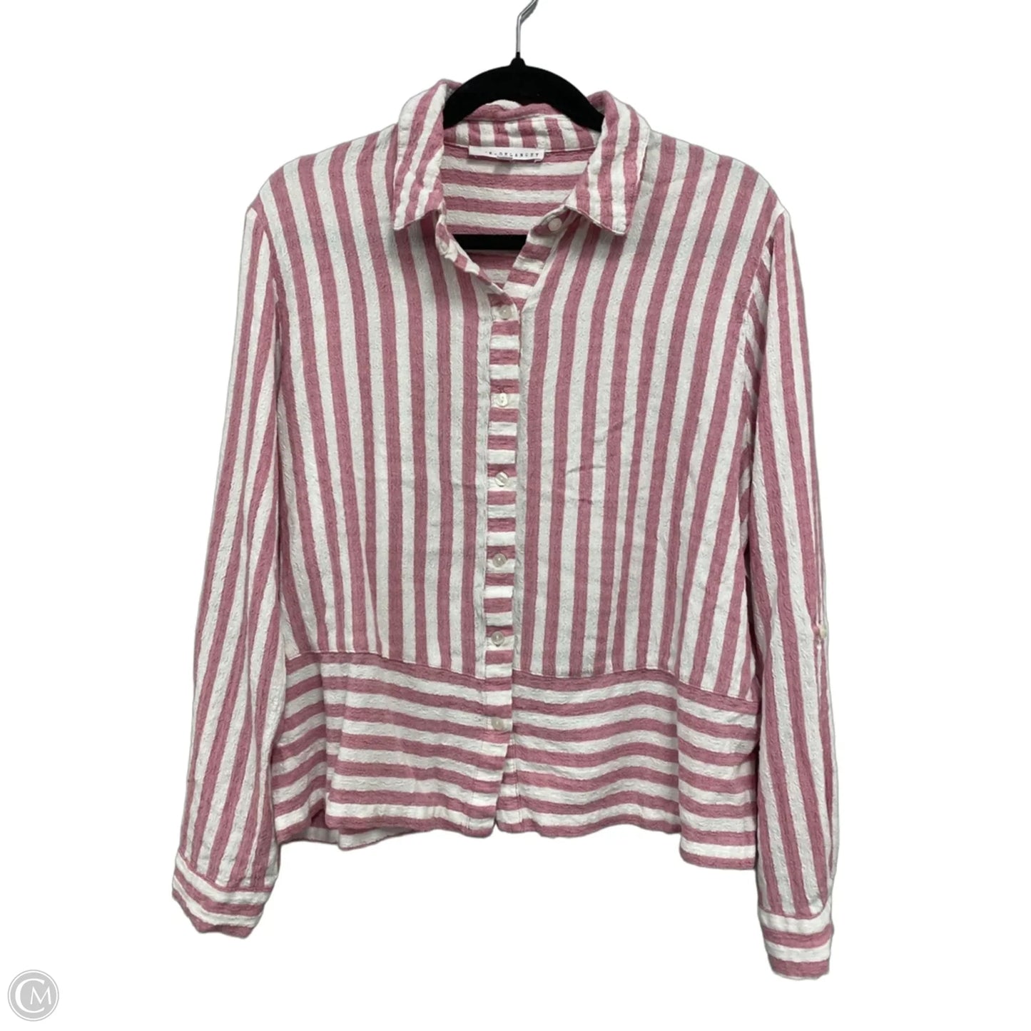 Top Long Sleeve By Jane And Delancey In Pink & White, Size: M
