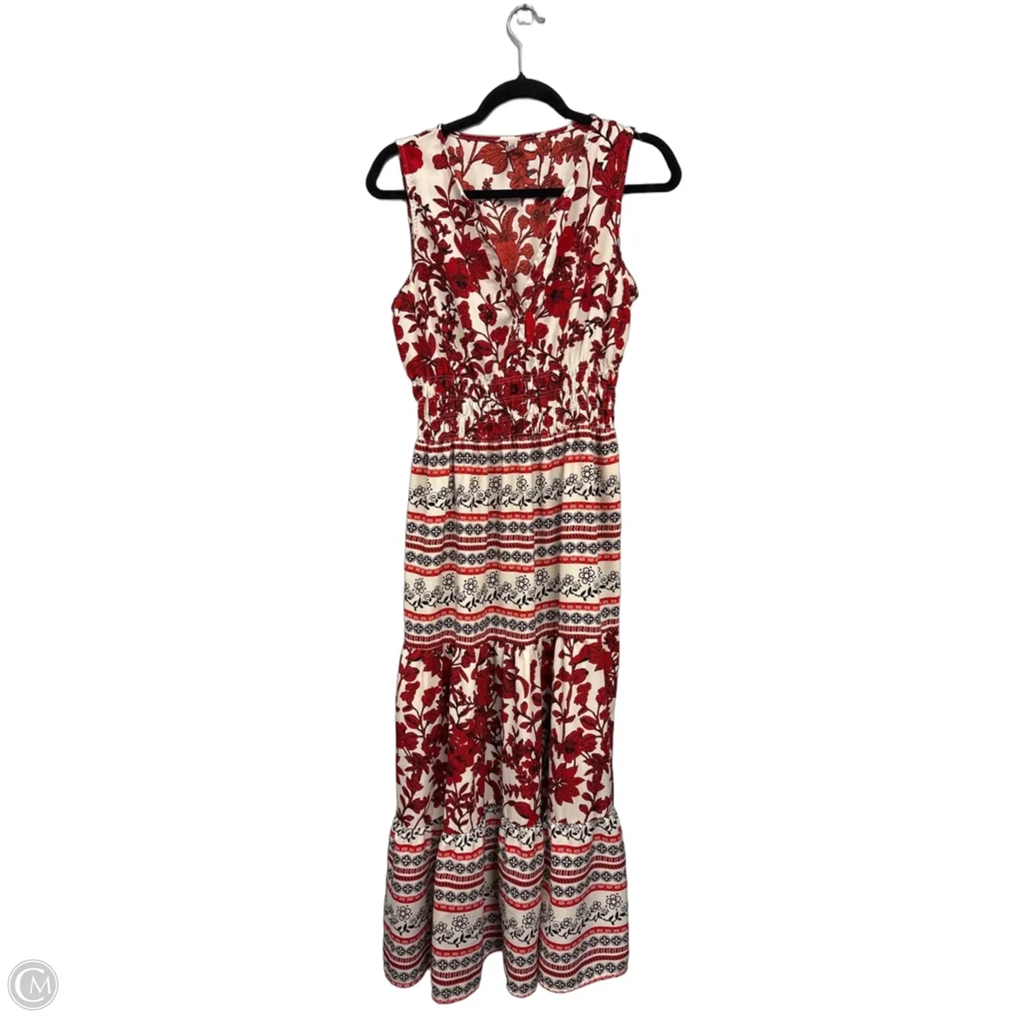 Dress Casual Maxi By Lapis In Cream & Red, Size: L