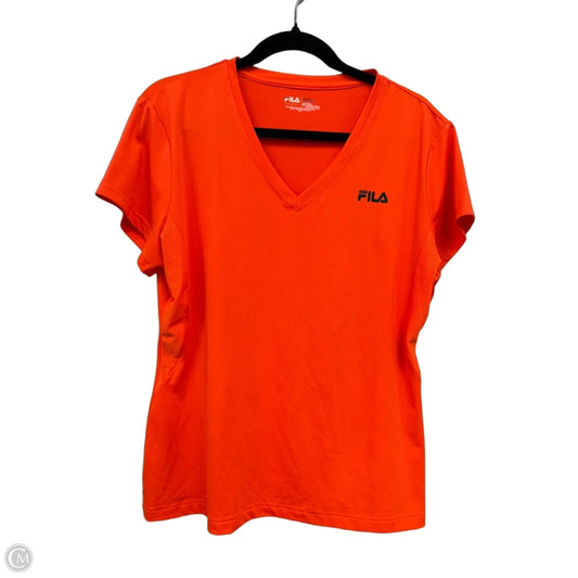 Athletic Top Short Sleeve By Fila In Orange, Size: Xl