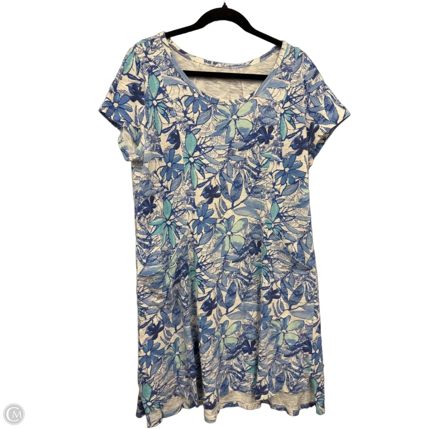 Dress Casual Short By Clothes Mentor In Blue & White, Size: L