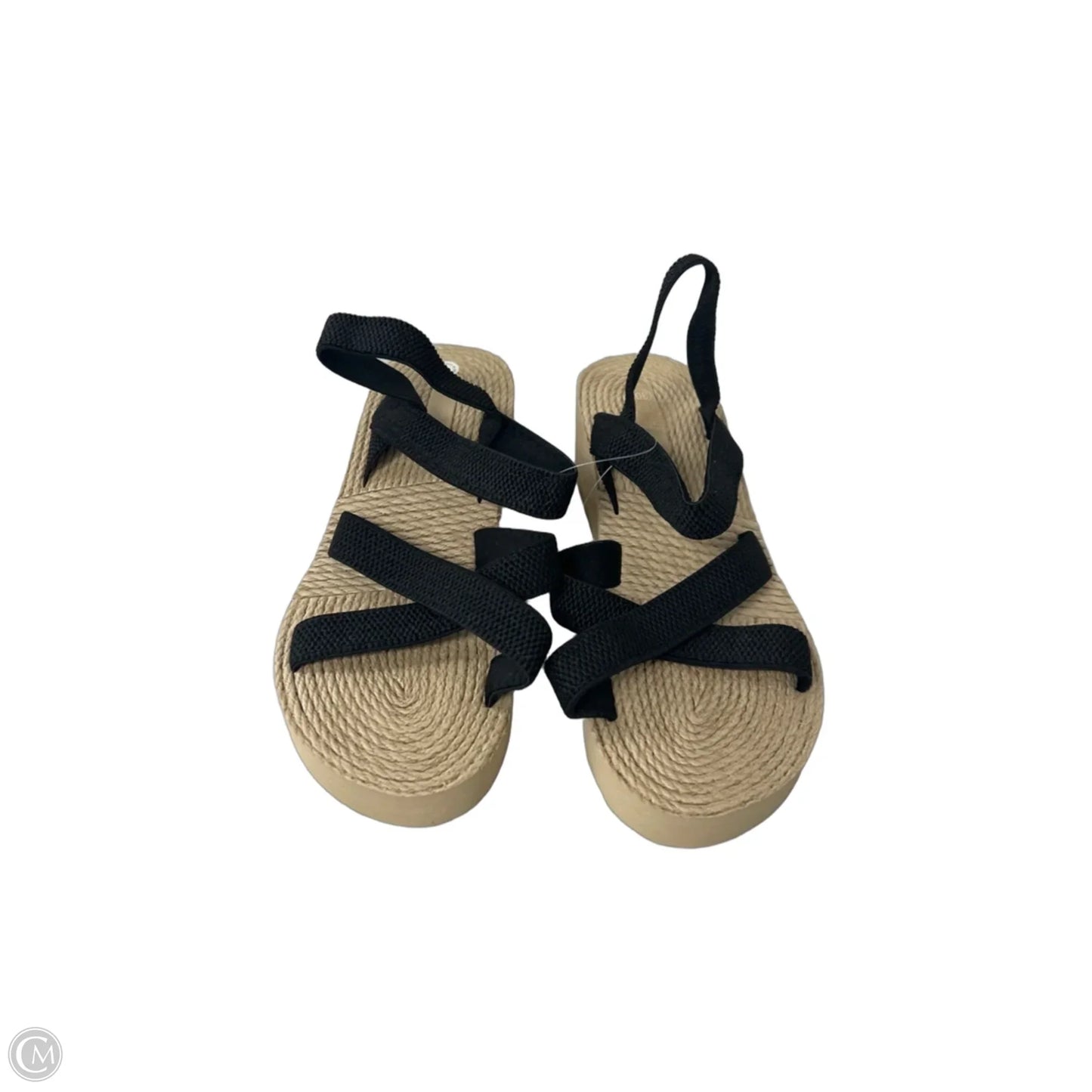 Sandals Heels Platform By Clothes Mentor In Black & Cream, Size: 8.5