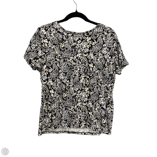 Top Short Sleeve By Croft And Barrow In Black & Cream, Size: L