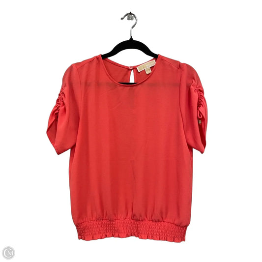 Blouse Short Sleeve By Michael By Michael Kors In Coral, Size: S