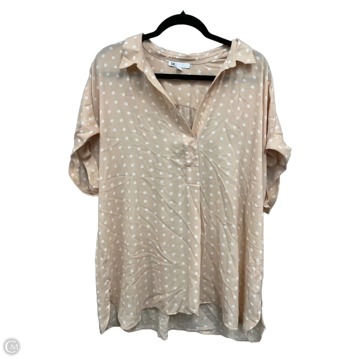 Blouse Short Sleeve By Dr2 In Cream & White, Size: Xl