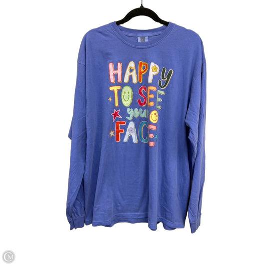 Top Long Sleeve Basic By Comfort Colors In Purple & Red, Size: 2x
