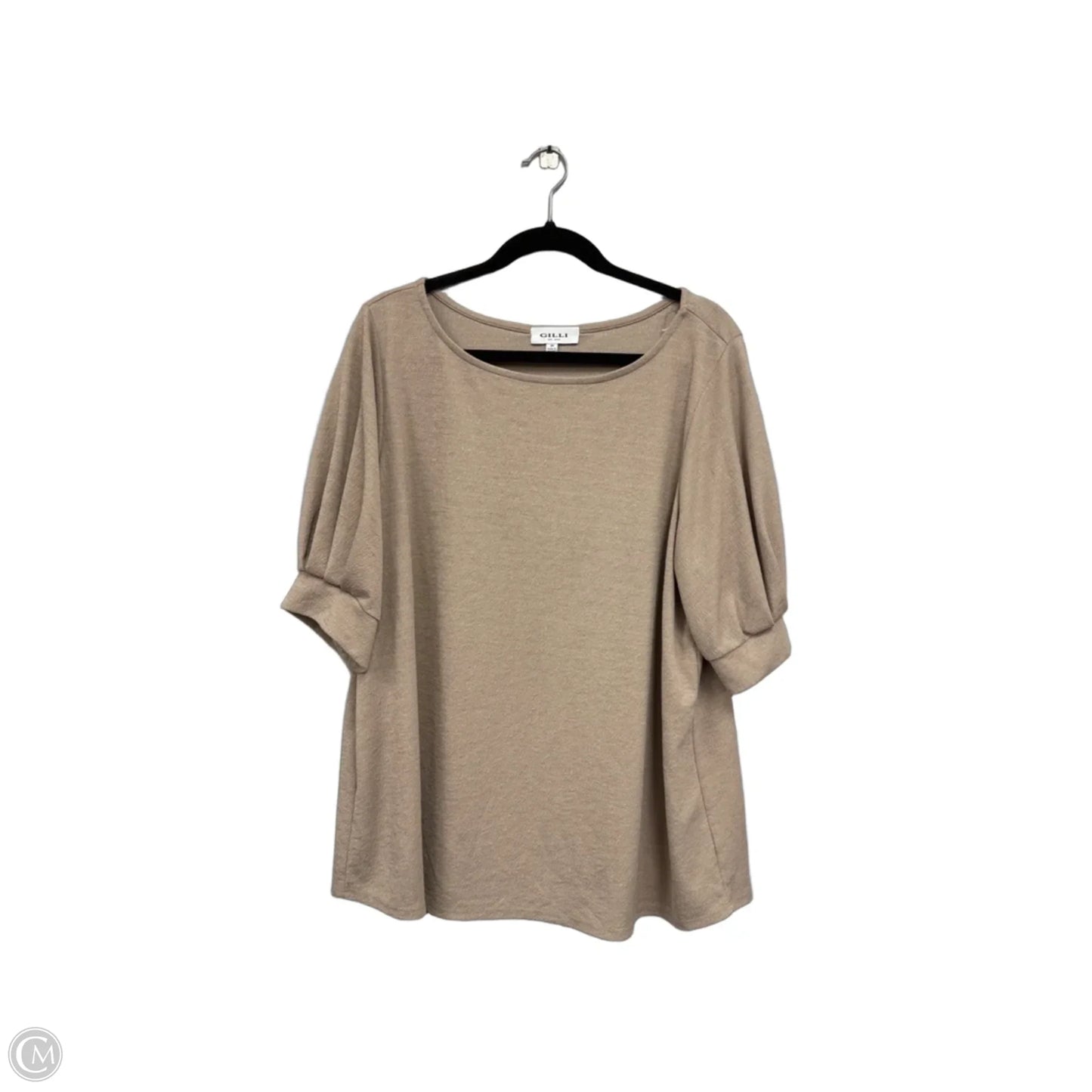 Top Short Sleeve By Gilli In Taupe, Size: 2x