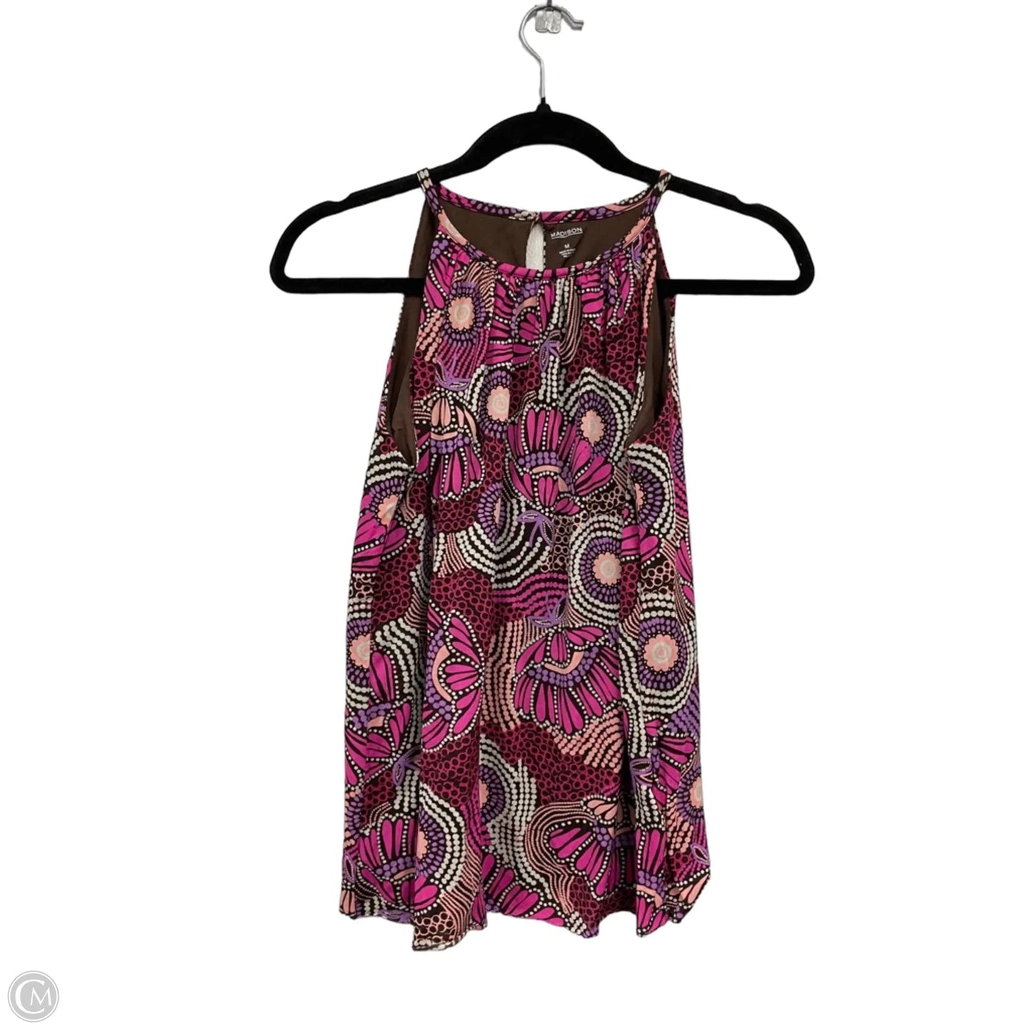 Top Sleeveless By Madison In Brown & Pink, Size: M