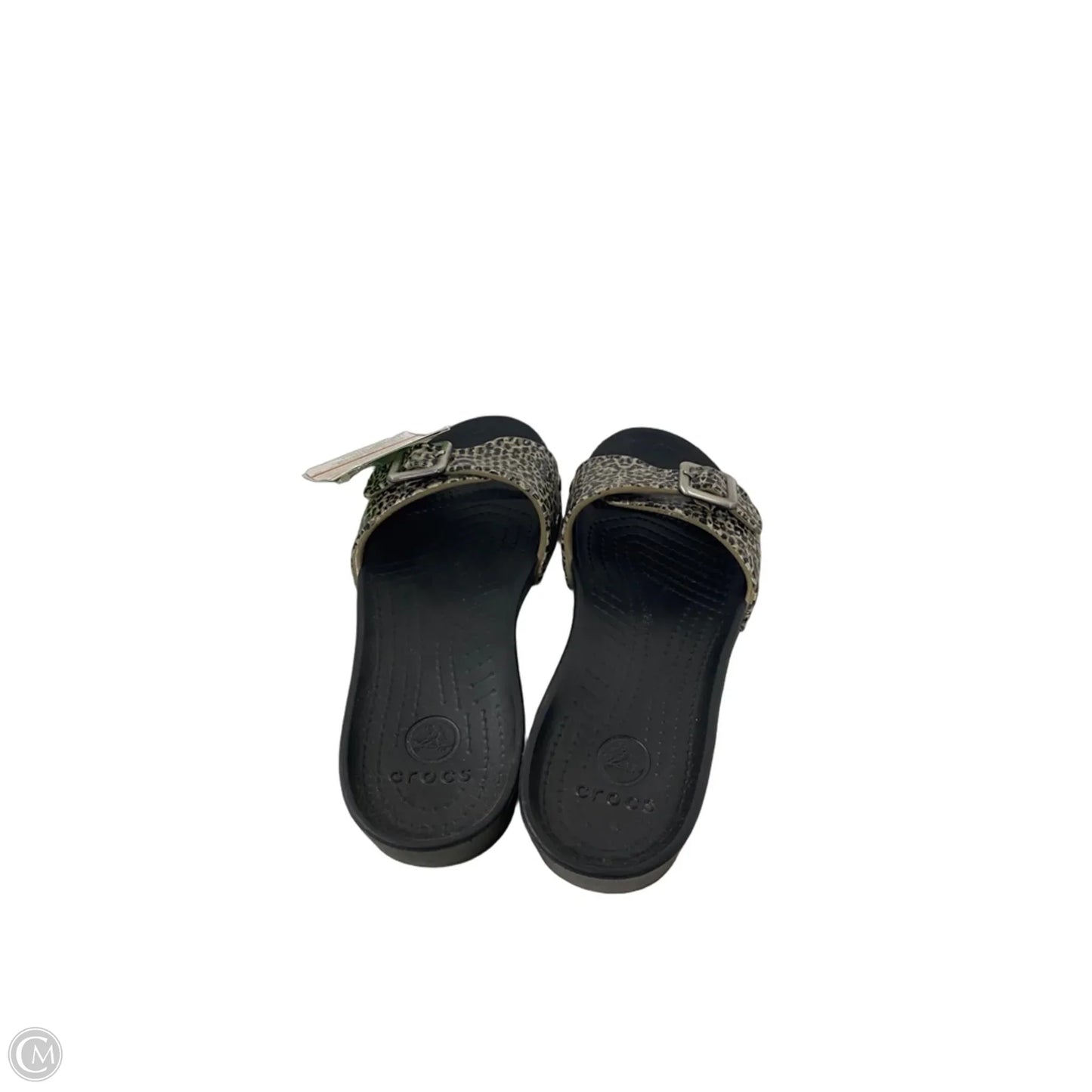 Sandals Flats By Crocs In Black & Brown, Size: 8