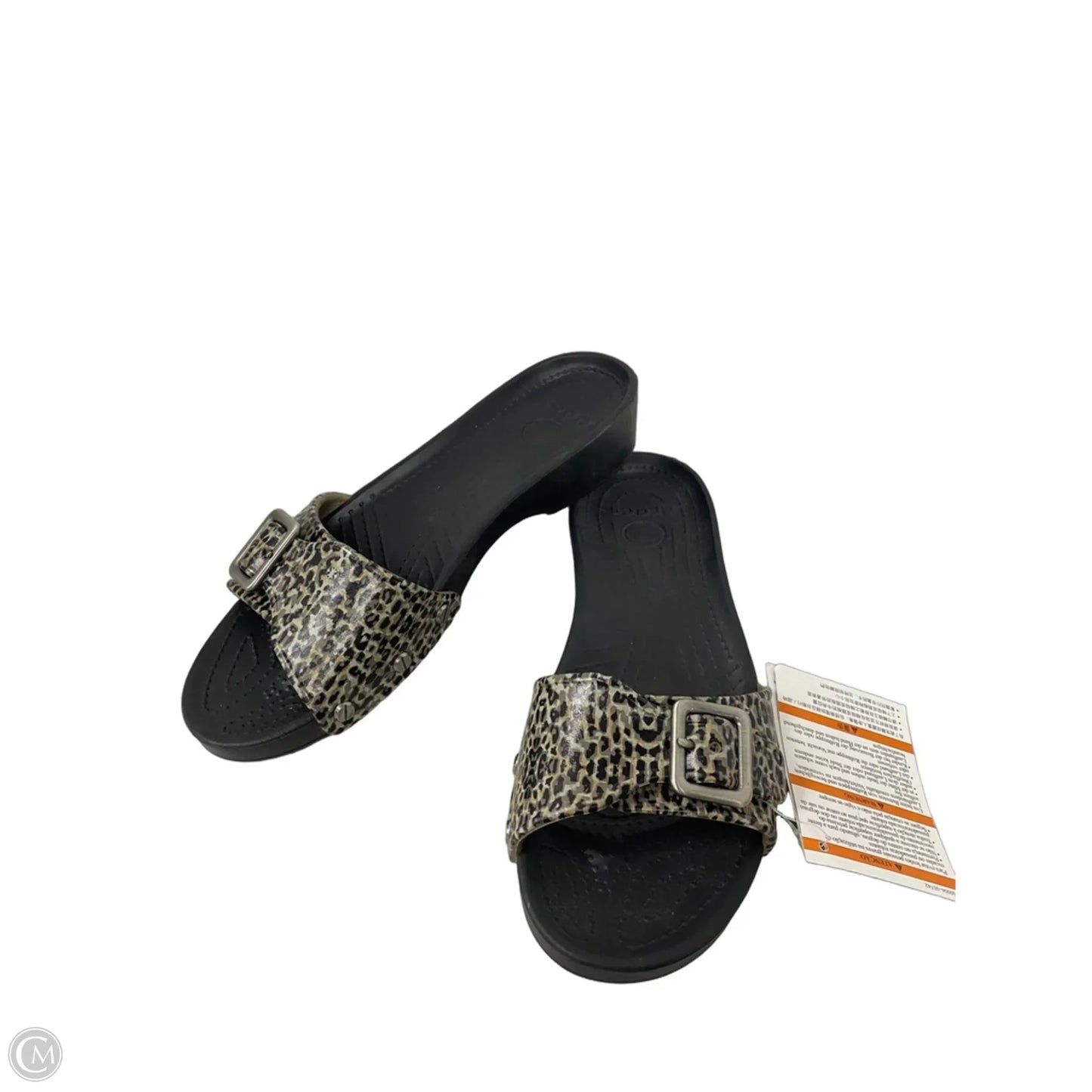 Sandals Flats By Crocs In Black & Brown, Size: 8