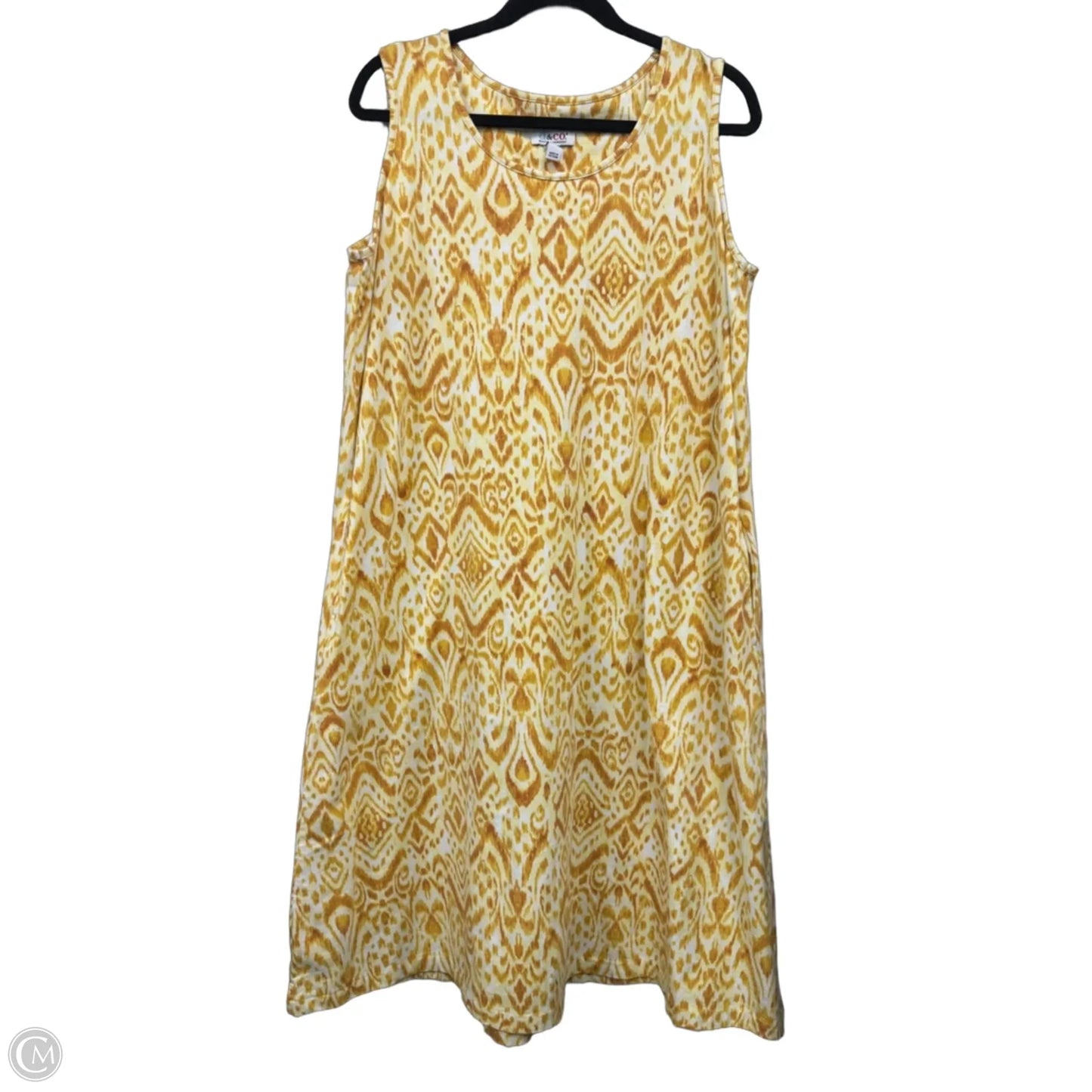 Dress Casual Midi By D&co. In White & Yellow, Size: Xl