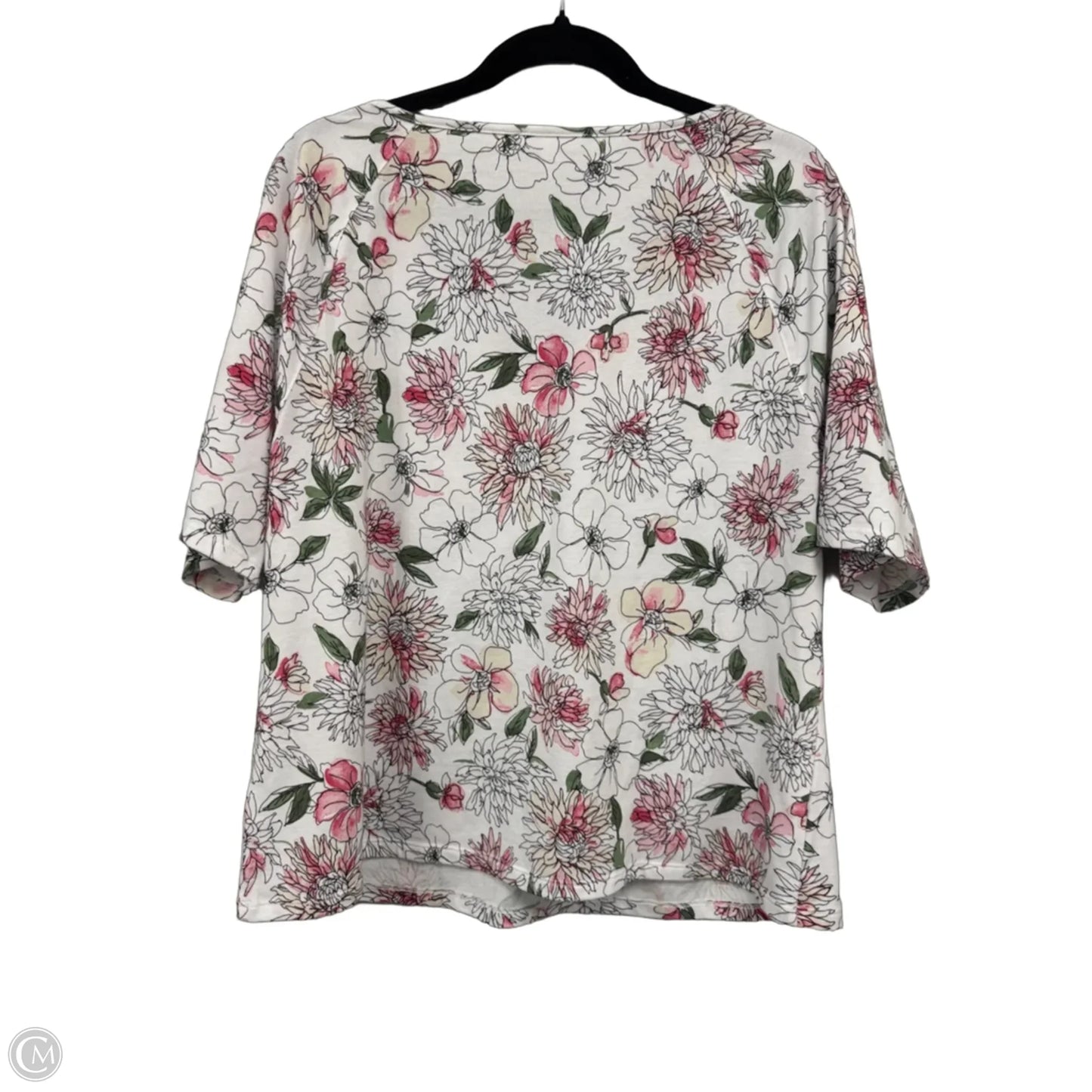Top Short Sleeve Basic By Talbots In Pink & White, Size: Xl