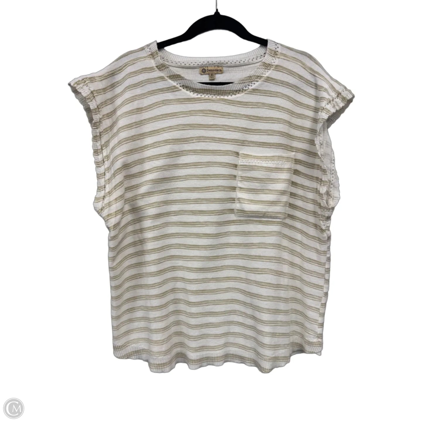 Top Short Sleeve By Democracy In Cream & Green, Size: Xl