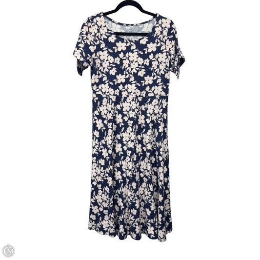 Dress Casual Midi By Croft And Barrow In Blue & White, Size: M