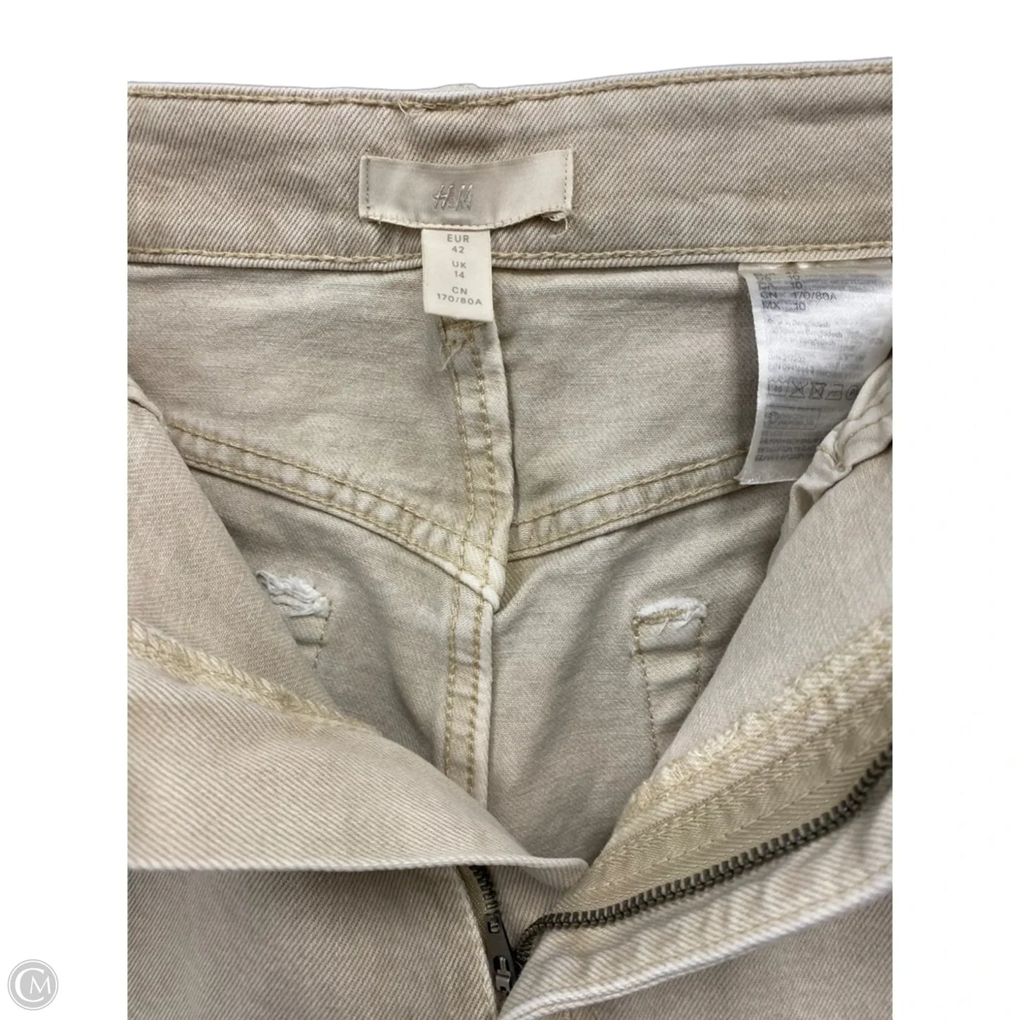 Jeans Boot Cut By H&m In Cream Denim, Size: 10