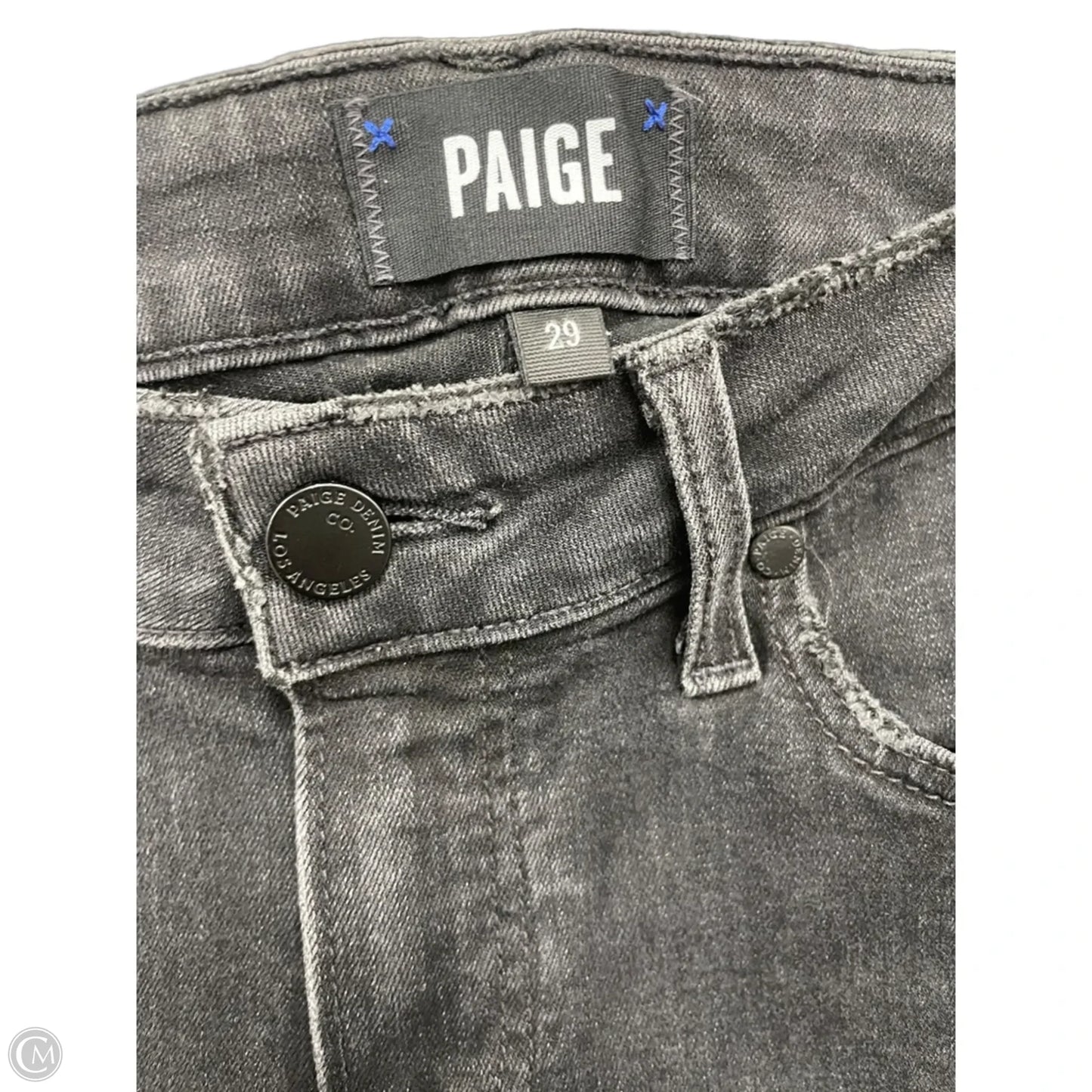 Jeans Skinny By Paige In Black Denim, Size: 8