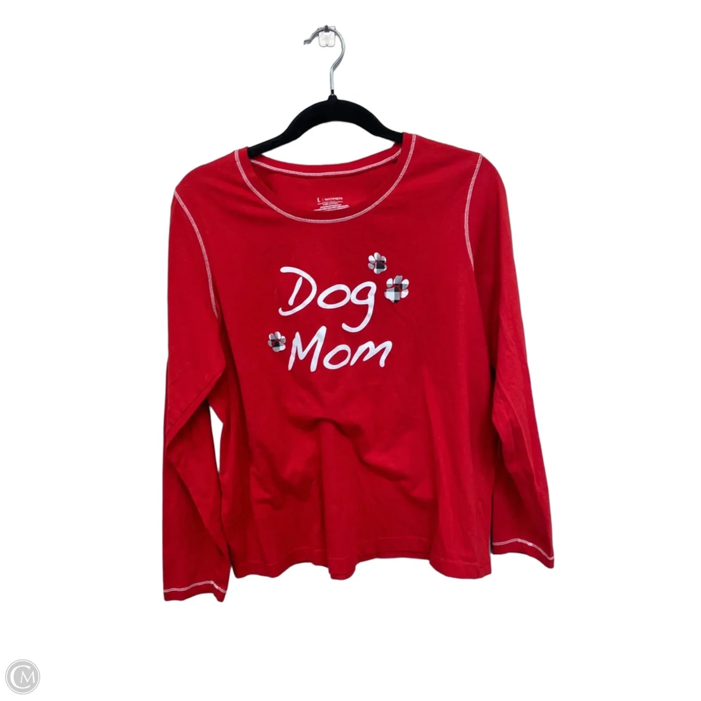 Top Long Sleeve Basic By Clothes Mentor In Red & White, Size: L
