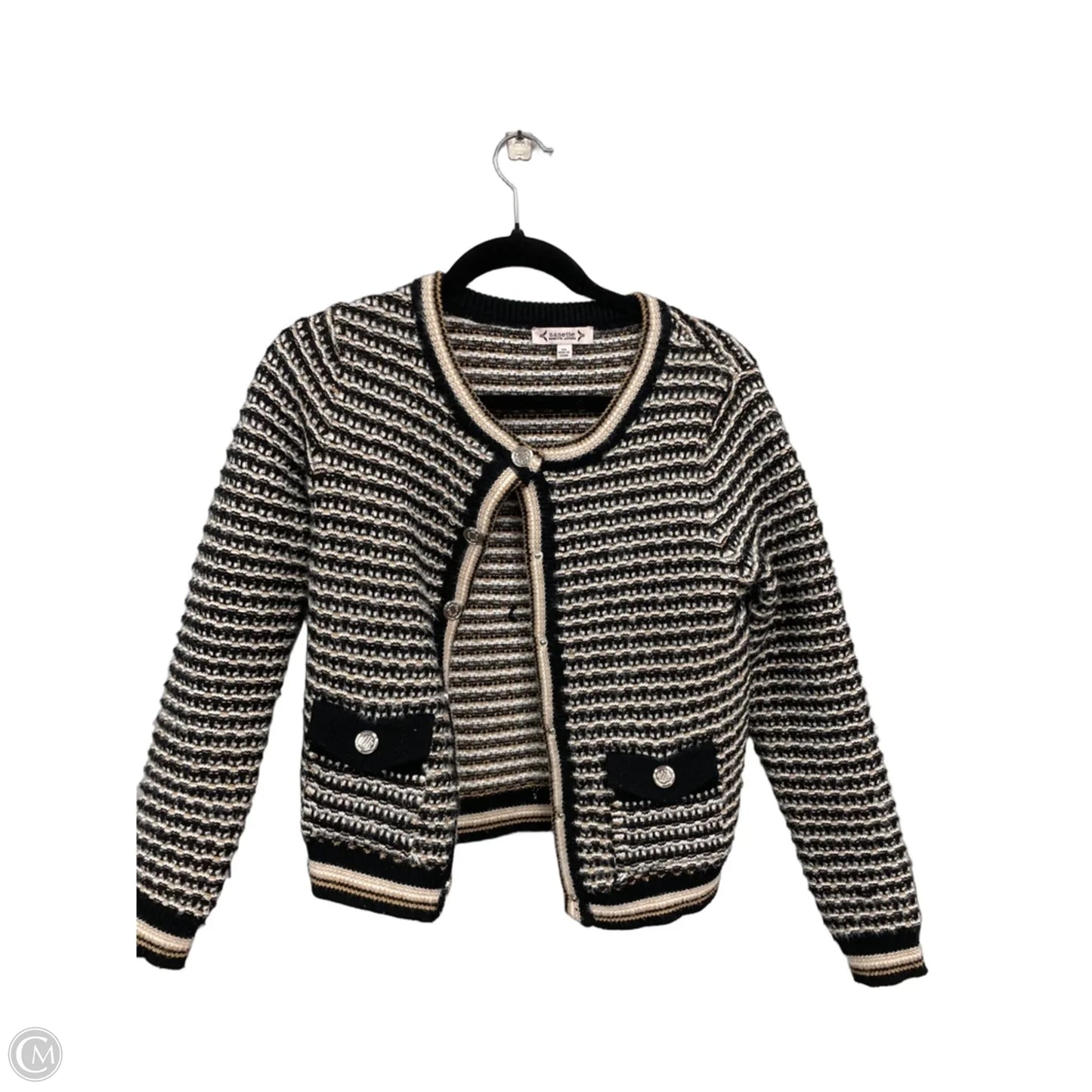 Sweater Cardigan By Nanette By Nanette Lepore In Black & Cream, Size: Xs