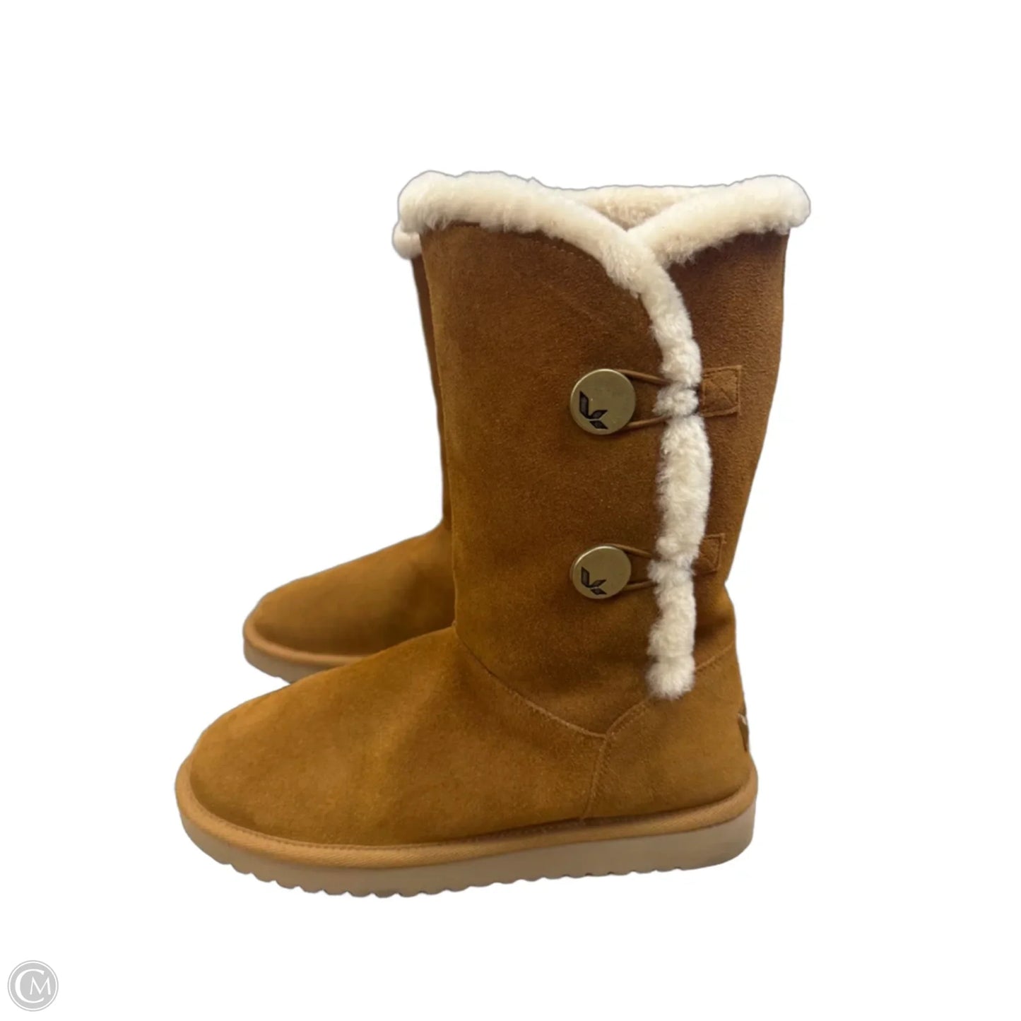 Boots Mid-calf Flats By Koolaburra By Ugg In Brown & Cream, Size: 9