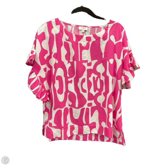 Blouse Short Sleeve By Umgee In Pink & White, Size: S