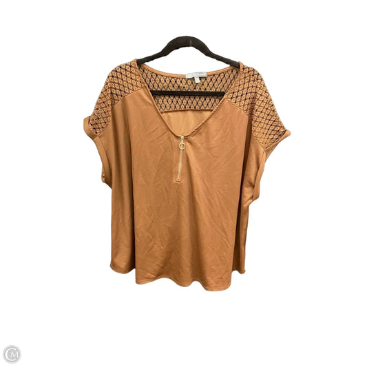 Top Short Sleeve By Daisy Fuentes In Brown, Size: 3x