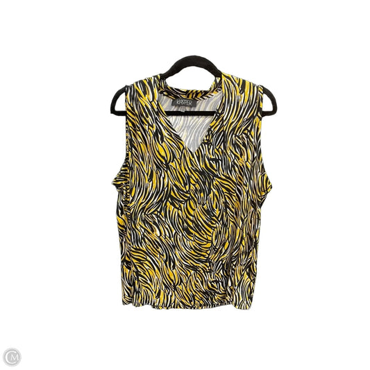 Top Sleeveless By Kasper In Black & Yellow, Size: 2x