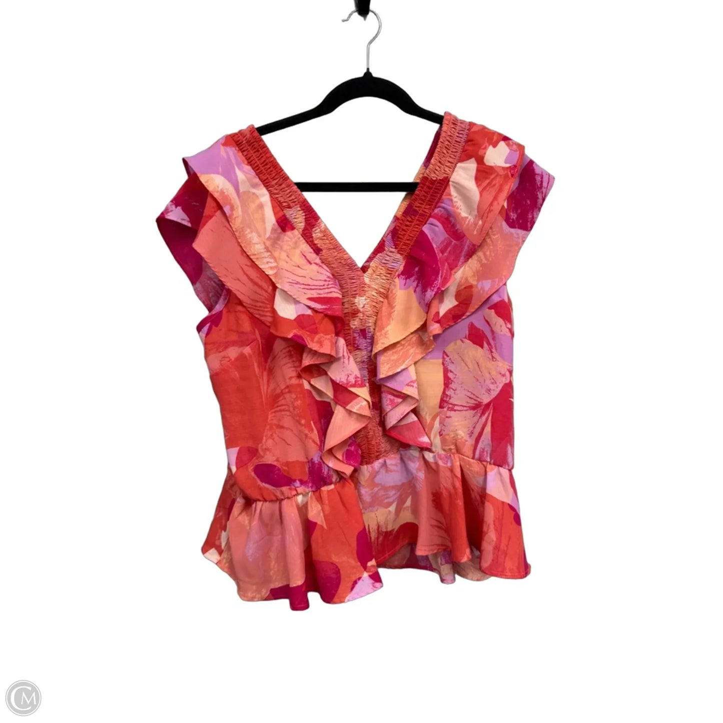 Top Short Sleeve By Sofia By Sofia Vergara In Orange & Pink, Size: Xl
