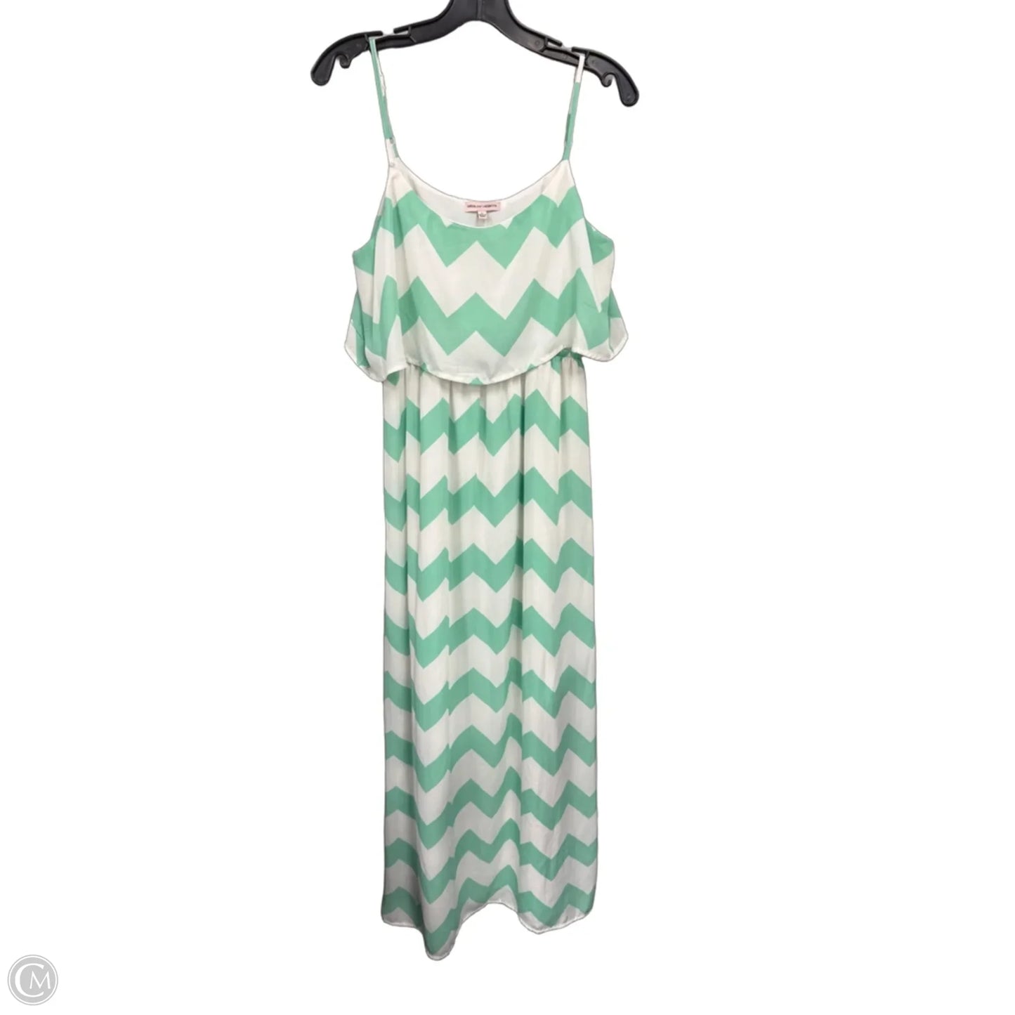 Dress Casual Maxi By Sequin Hearts In Green & White, Size: L