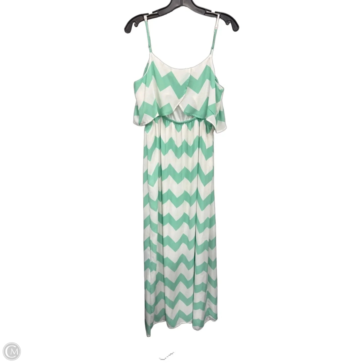 Dress Casual Maxi By Sequin Hearts In Green & White, Size: L