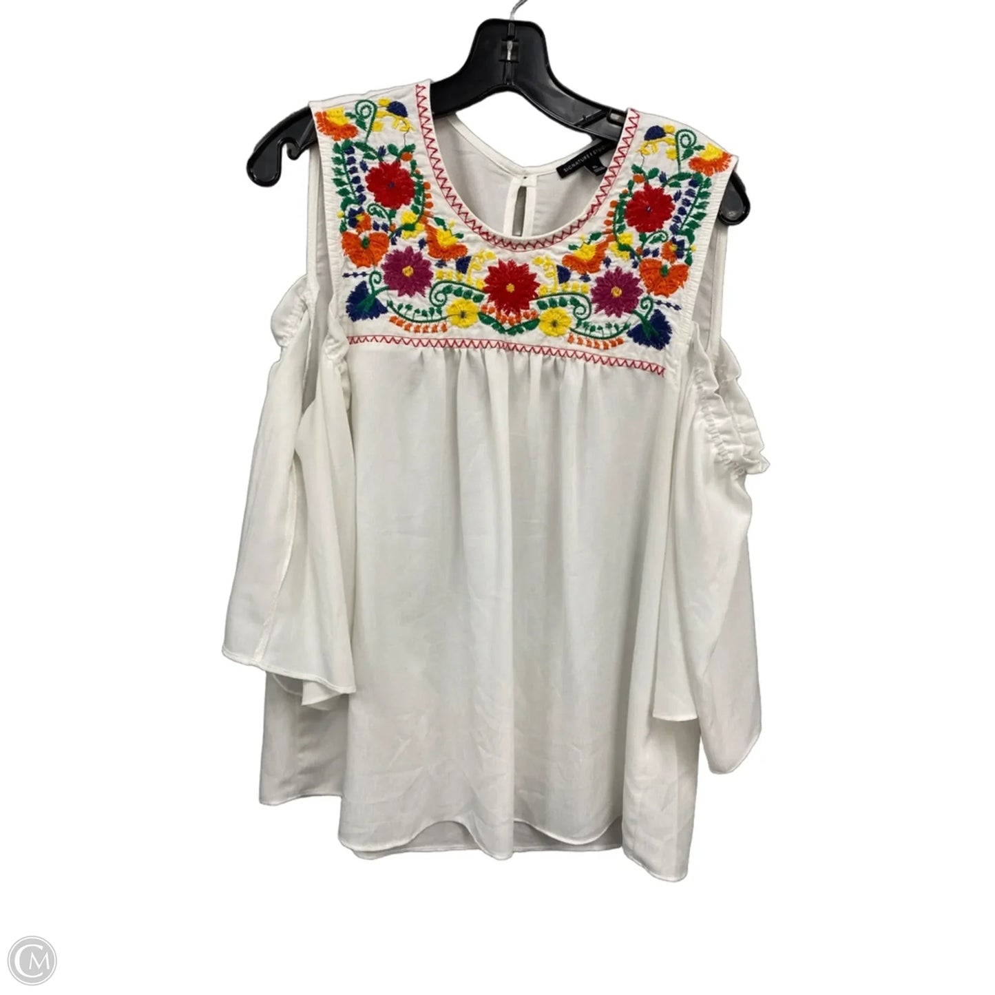 Top 3/4 Sleeve By Signature Studio In White, Size: Xl