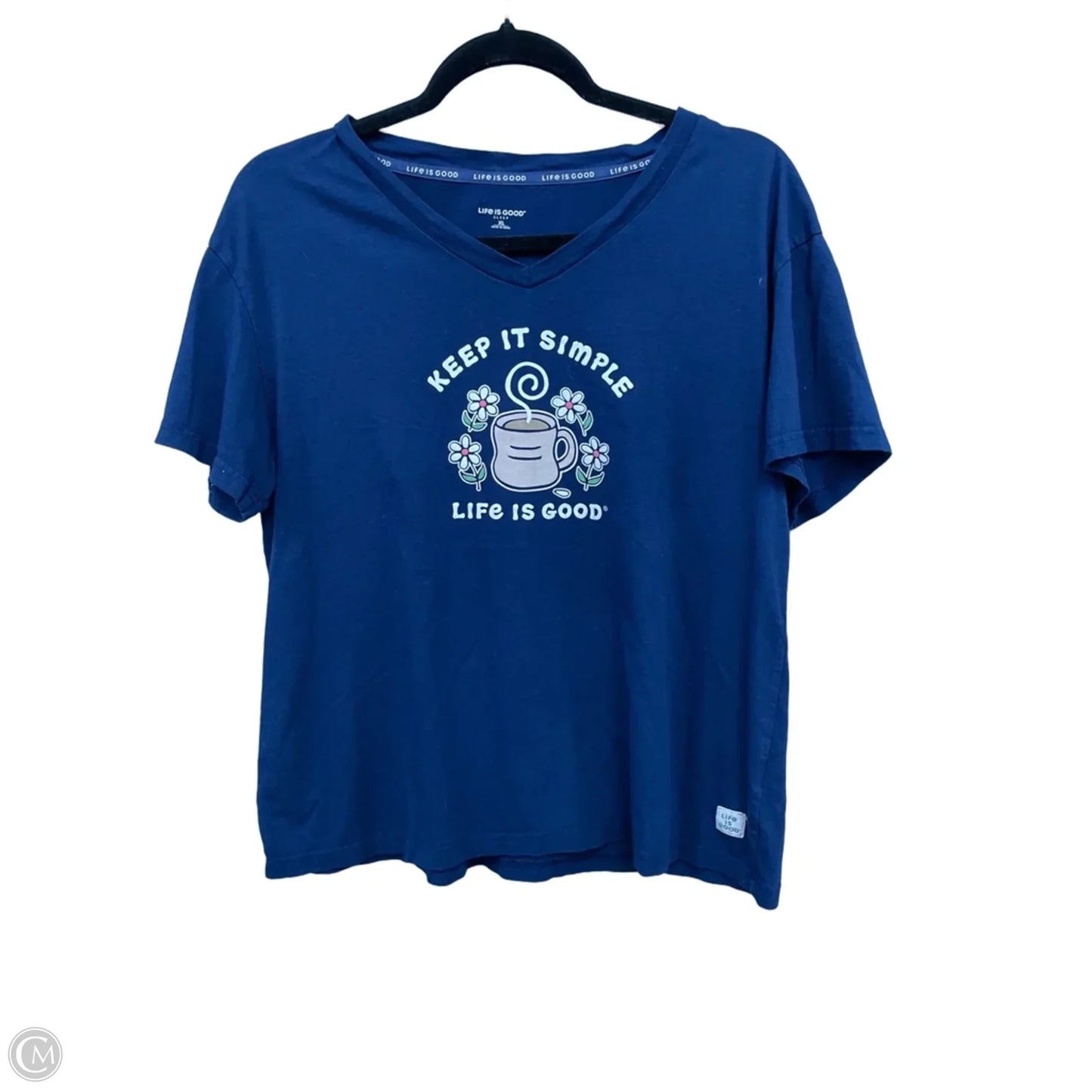 Top Short Sleeve By Life Is Good In Navy, Size: Xl