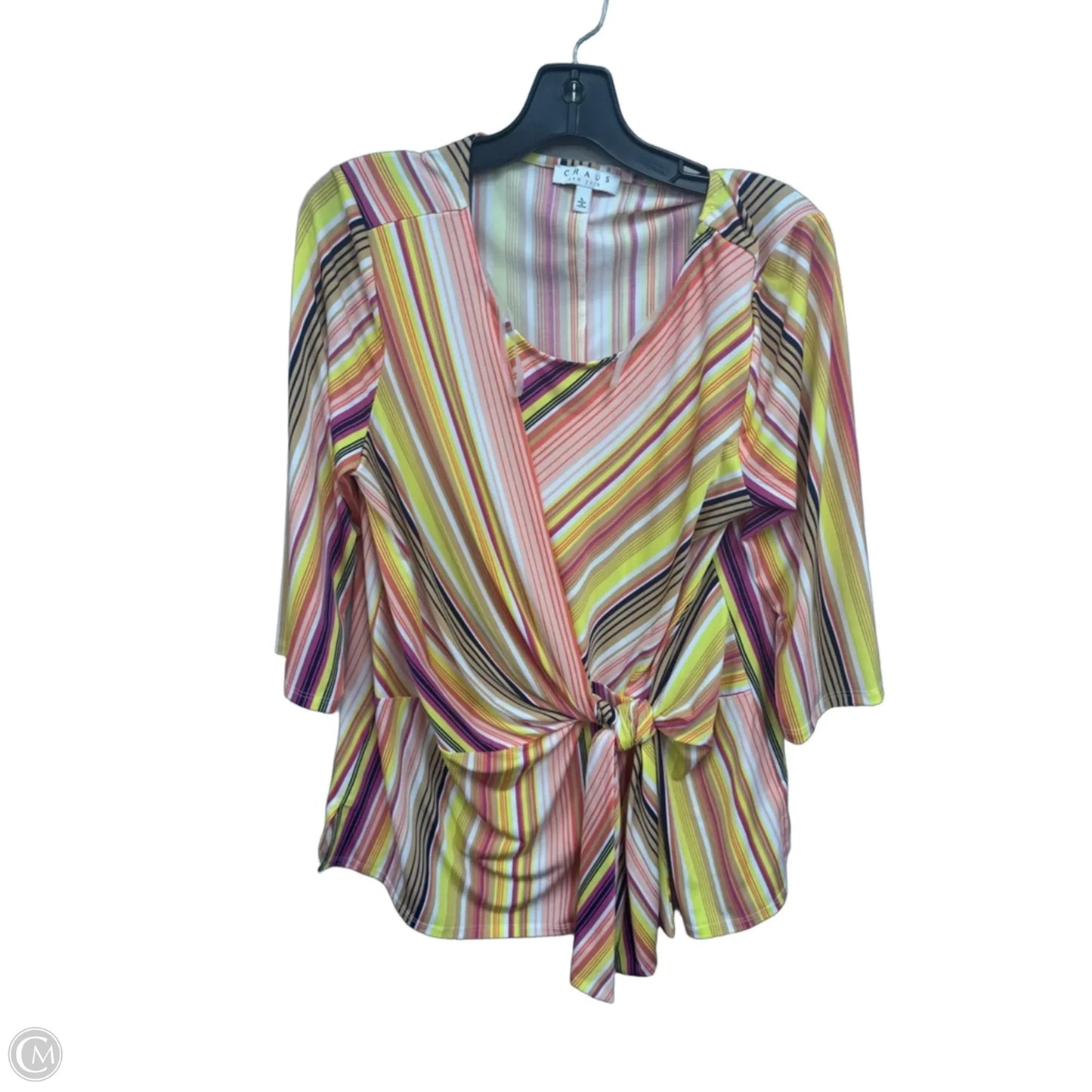 Top 3/4 Sleeve By Chaus In Orange & Yellow, Size: L