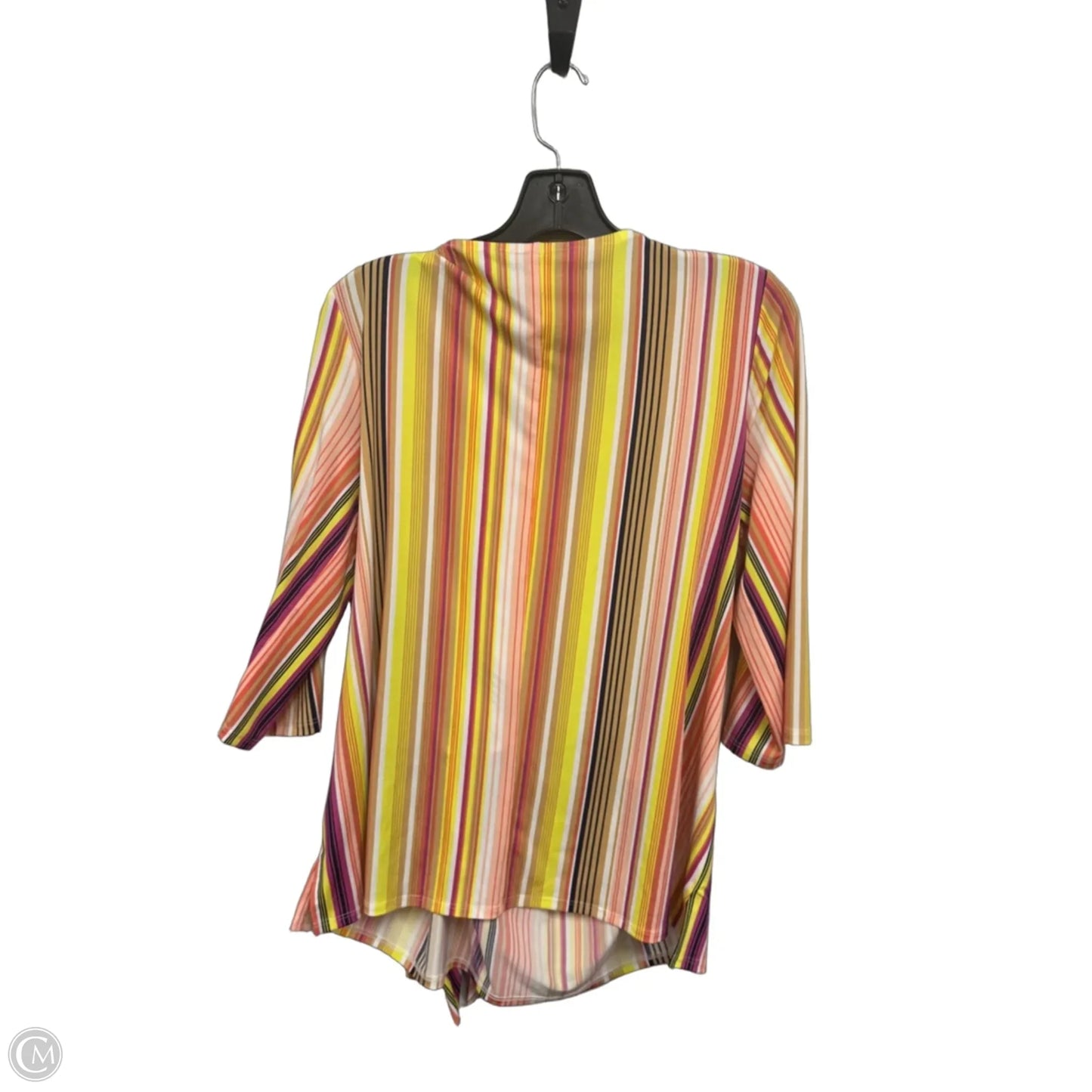 Top 3/4 Sleeve By Chaus In Orange & Yellow, Size: L