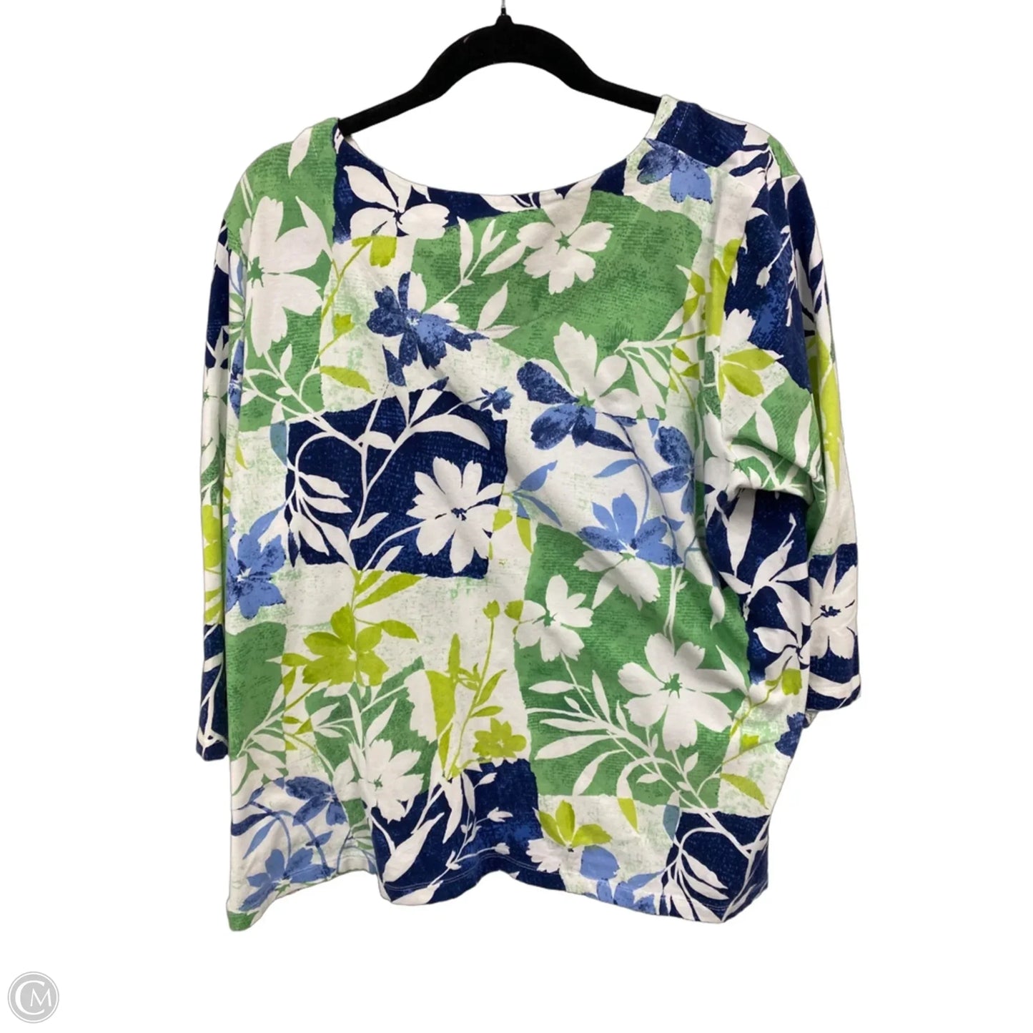 Top 3/4 Sleeve By Alfred Angelo In Blue & Green, Size: Xl