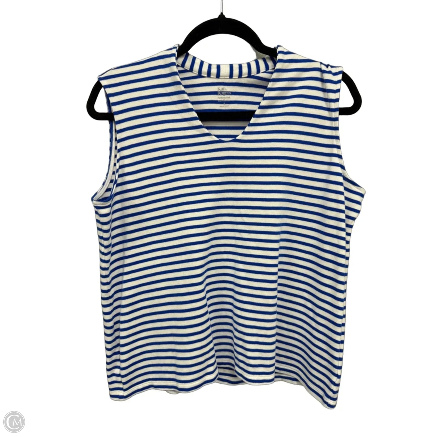 Top Sleeveless By Kim Rogers In Blue & White, Size: S