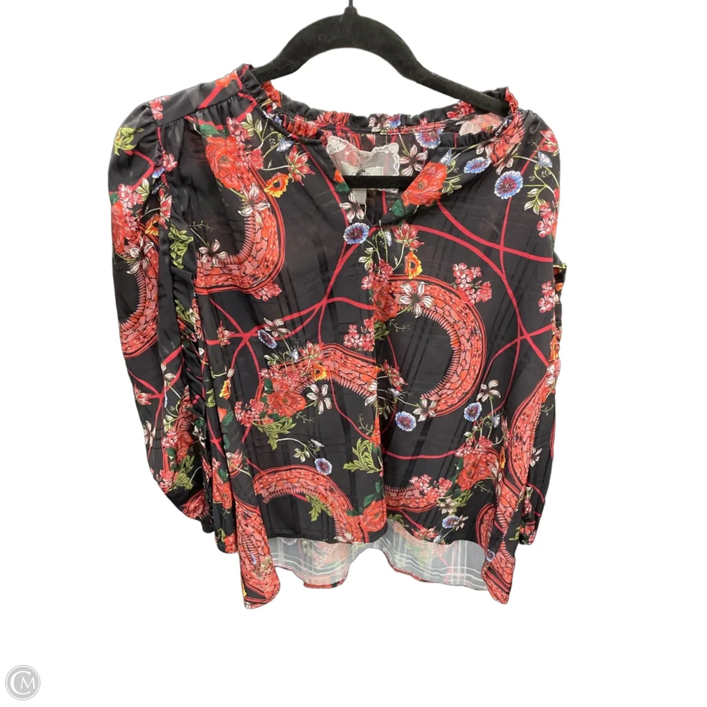 Top Long Sleeve By Cupio In Black & Red, Size: S