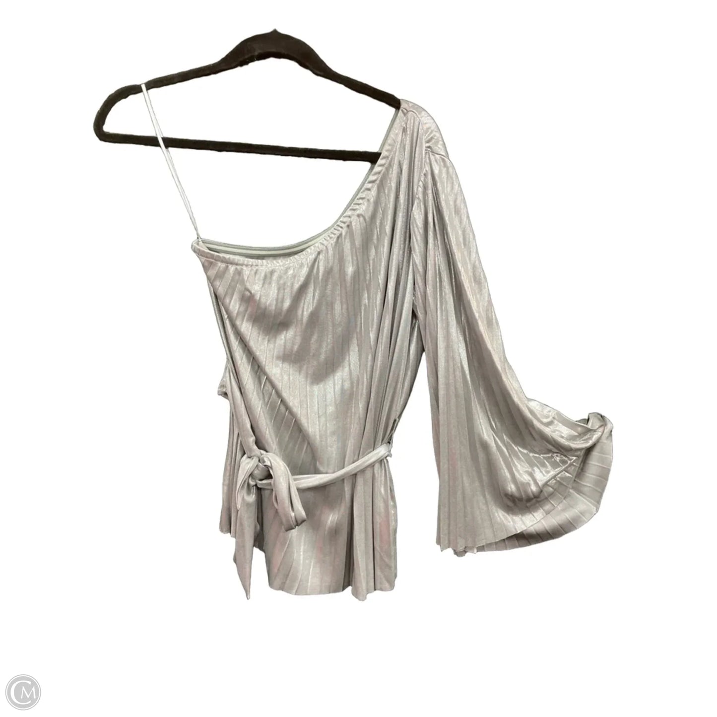 Top Long Sleeve Designer By Halston In Silver, Size: 6