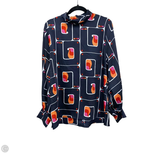 Blouse Long Sleeve By Zara In Blue & Orange, Size: L