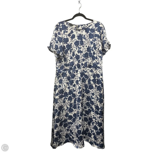 Dress Casual Midi By Talbots In Blue & White, Size: 18
