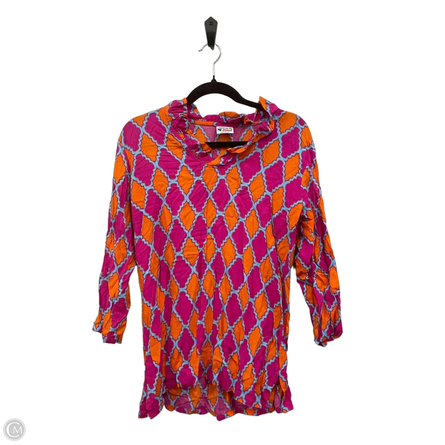 Top 3/4 Sleeve By Clothes Mentor In Geometric Pattern, Size: M
