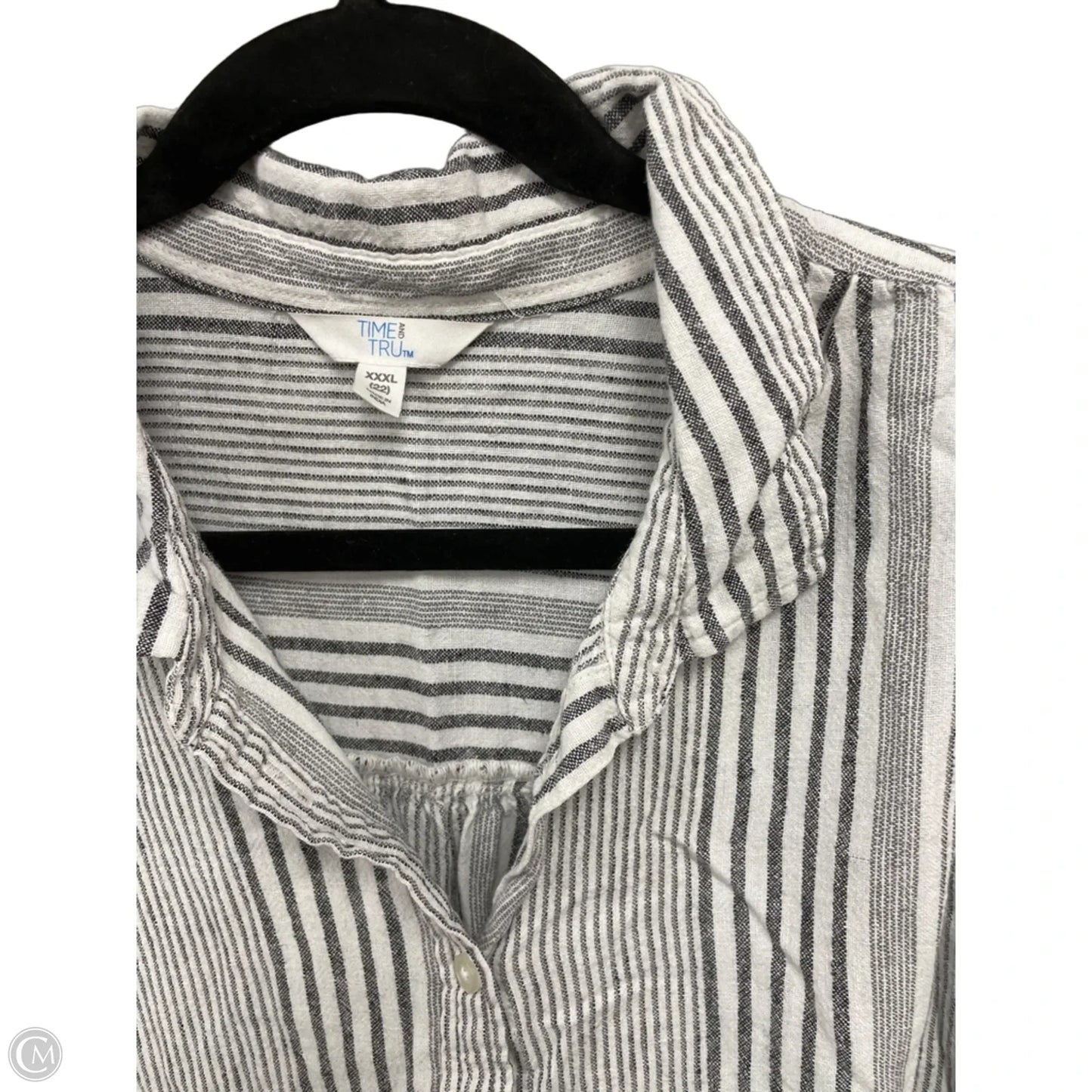 Top Short Sleeve By Time And Tru In Grey & White, Size: 3x