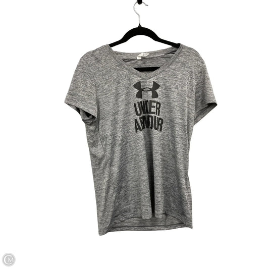 Athletic Top Short Sleeve By Under Armour In Grey, Size: L