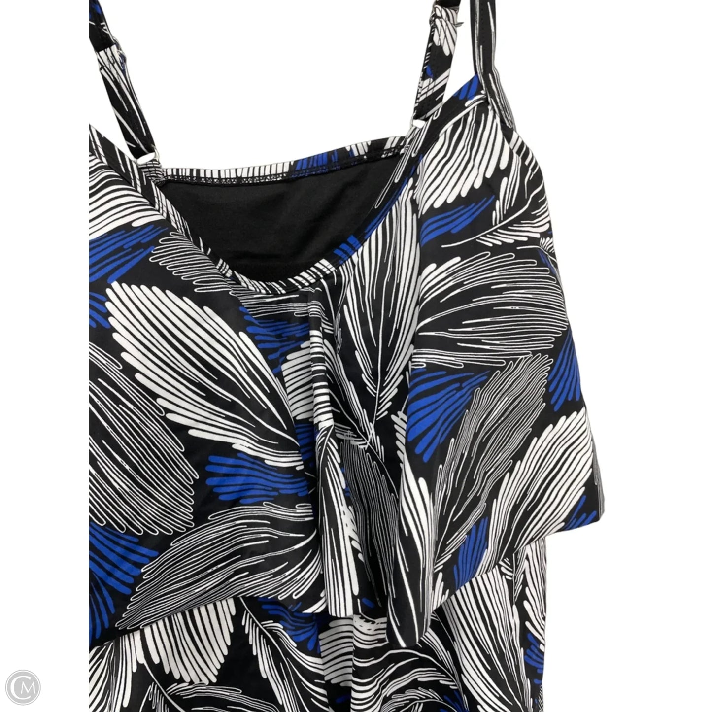 Swimsuit Top By Clothes Mentor In Black & Blue, Size: 16