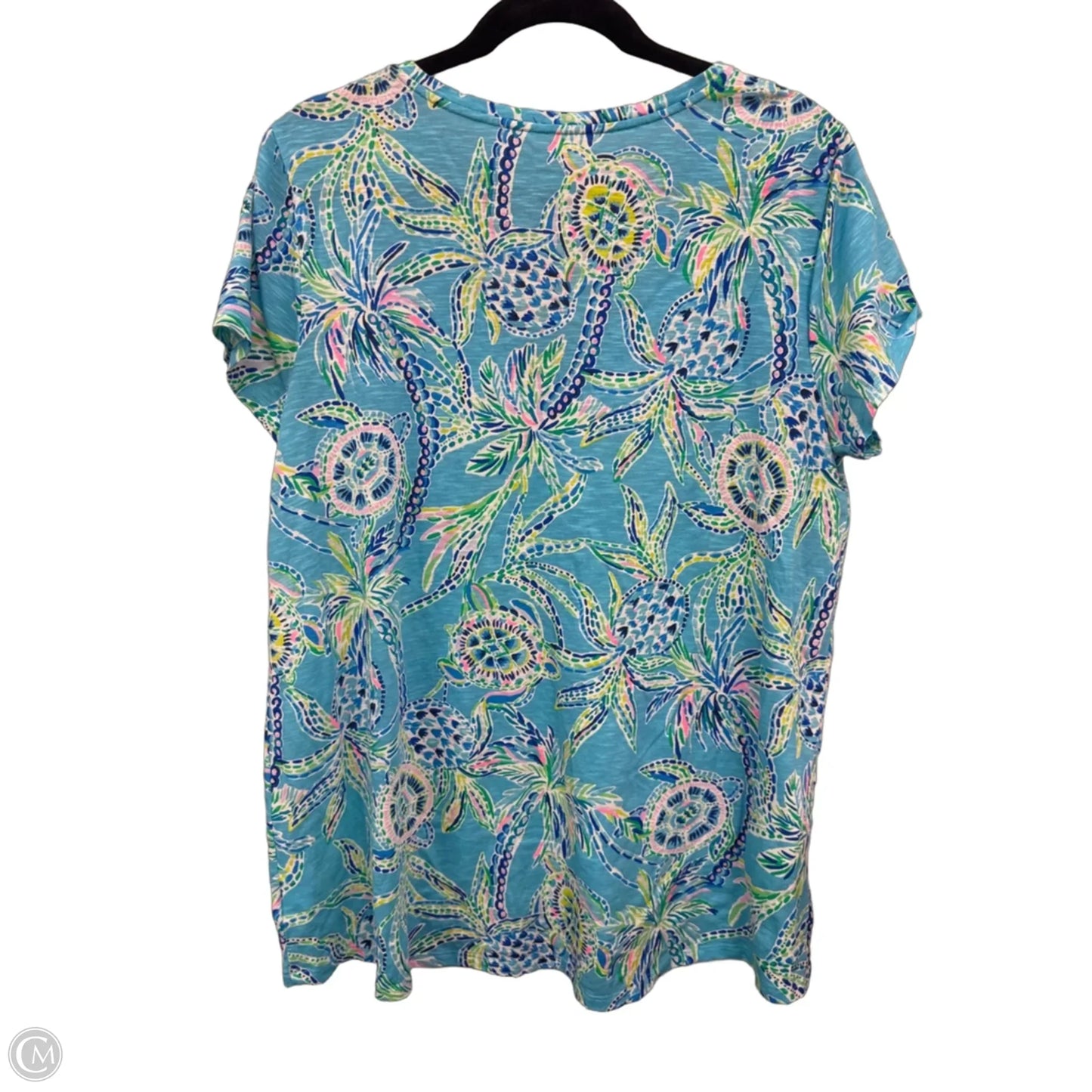Top Short Sleeve Designer By Lilly Pulitzer In Blue, Size: Xl