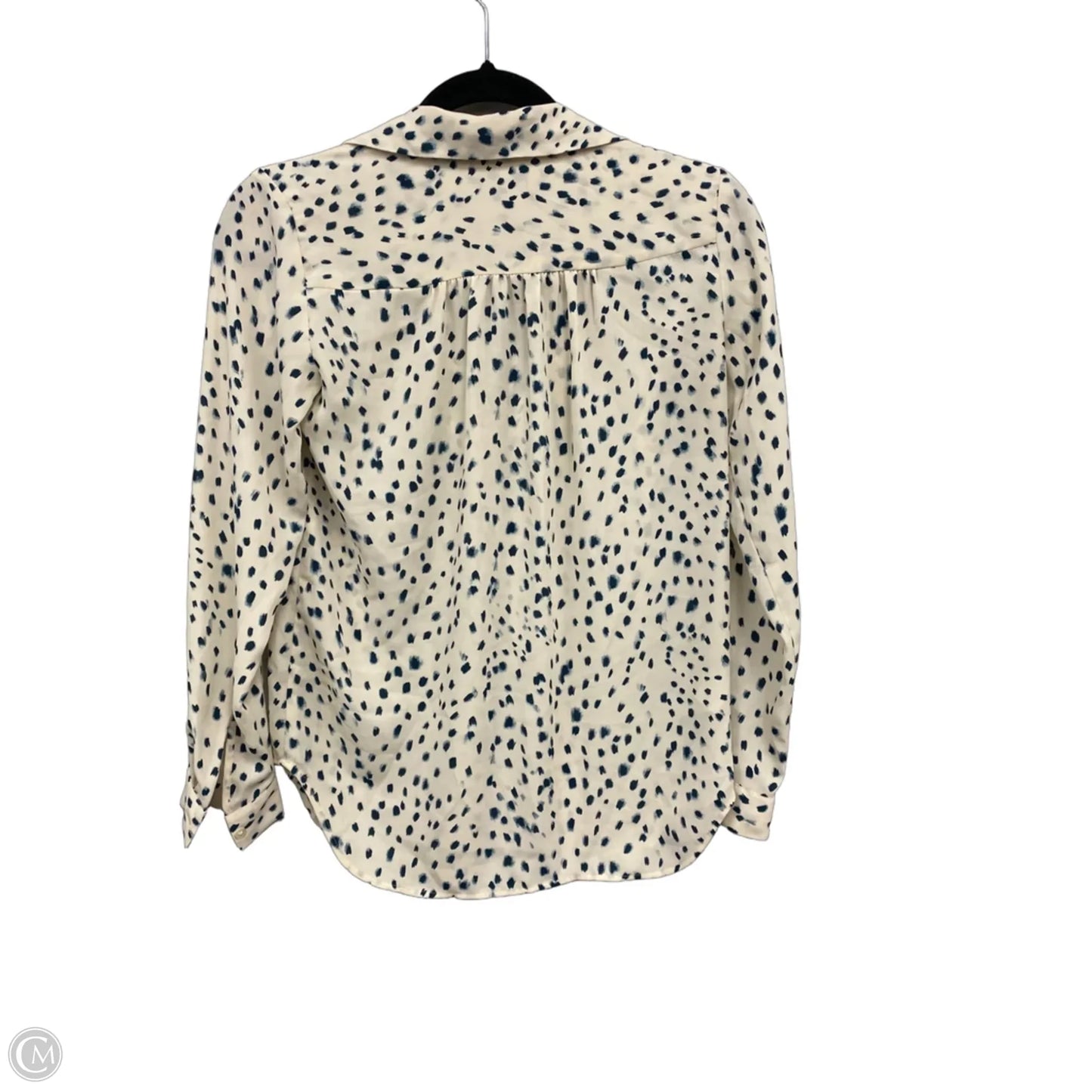 Top Long Sleeve By Ann Taylor In Blue & Cream, Size: Xxs