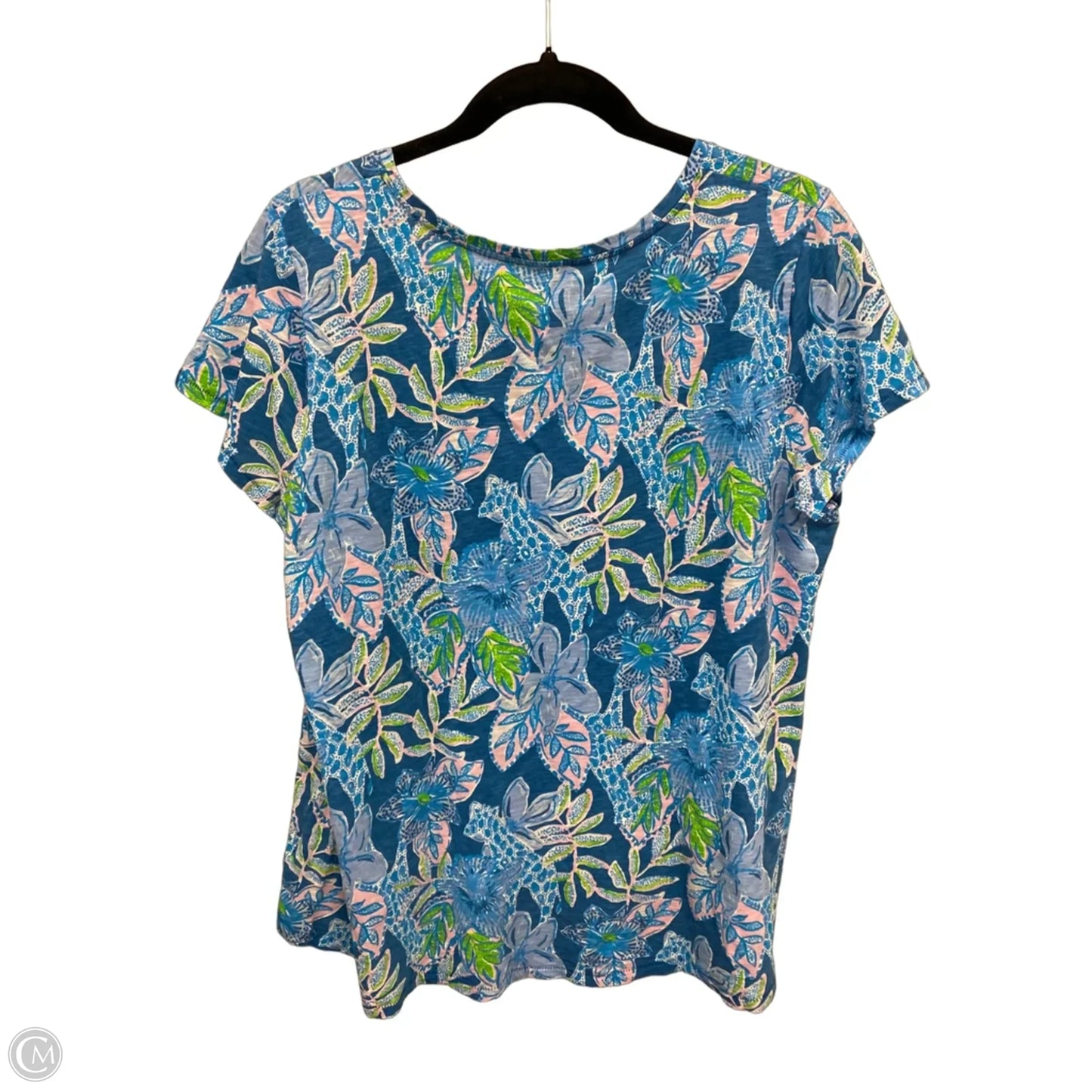 Top Short Sleeve Designer By Lilly Pulitzer In Blue, Size: Xl