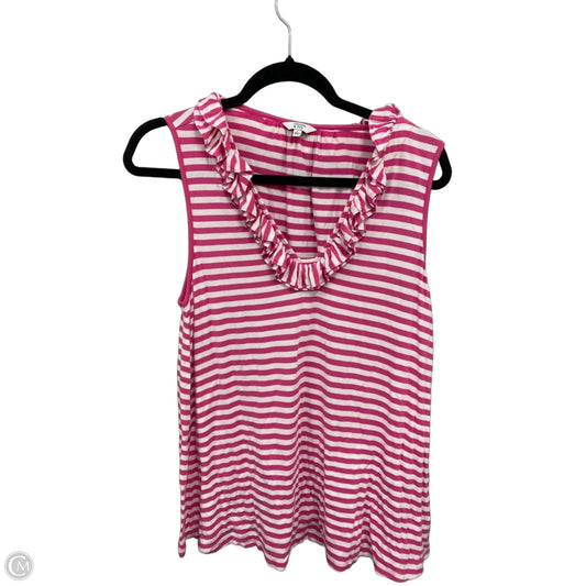 Top Sleeveless By Crown And Ivy In Pink & White, Size: L